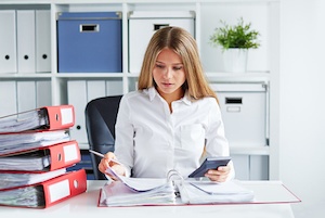 business woman payroll processing