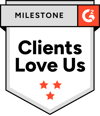 G2 Clients Love Us badge, 2026 milestone award