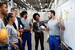 light industrial manager holds training session with the team.